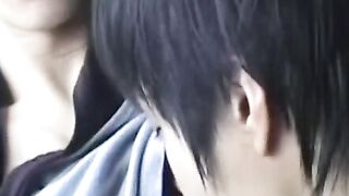 Skinny Japanese dudes getting sloppy deepthroat blowjobs