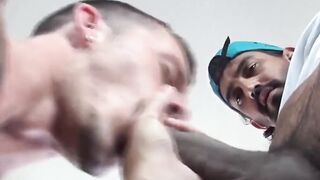 Cock hungry jock drains neighbor's dick for every drop of cum