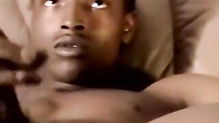 JoeSchmoeXXX.com - Black amateur strokes his dick before his lover eats his cum hungr