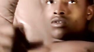 JoeSchmoeXXX.com - Black amateur strokes his dick before his lover eats his cum hungr