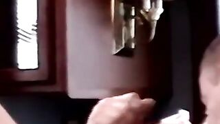 Youngster drains mature cock with expert throat skills
