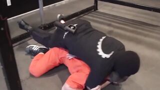 Andre Hardy jolts Dire Callahan with a stun baton