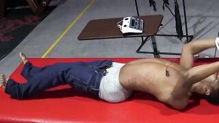 Kaden Roads slaps captive with flogger then plays with cock