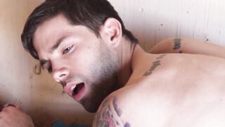 Athletic gay sucks cock then gets mounted aggressively