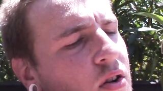 Handsome twink services two thick cocks in kinky threesome
