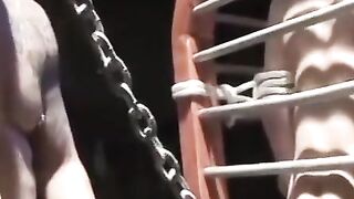 MuscleJockBound.com - Chet Walker suffers heavy chain tugging his meat