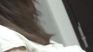 Asian babes horny fingers slide into her own hairy vagina