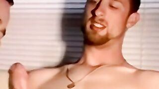 Mature black gay slurps young balls and hot cum