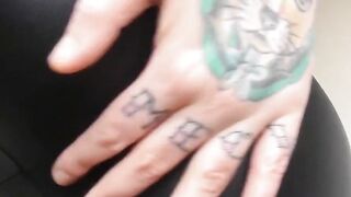 Tattooed Amateur in Leather Pants Shows Off Her Big Ass on Webcam