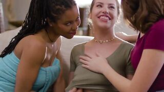 Freya Parker fingering two pussies in steamy threesome