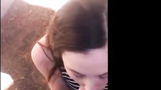 Young Sarah Gives a Blowjob in Public and Gets a Facial