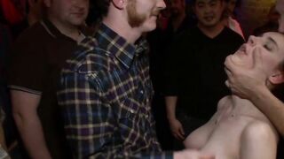 Blindfolded massive tits slave punished