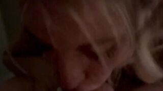 Blonde Amateur Gives a Steamy Nighttime Blowjob