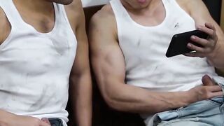 Akira GD joins Sebastian for messy construction foursome