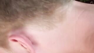 Smooth athletic boy enjoys passionate outdoor blowjob