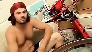 Str8Thugs.com - Thug's solo hands-on penis pleasuring session next to recording TV