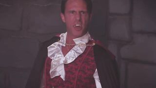 Captured Transpirella offers her big shemale cock to Dracula