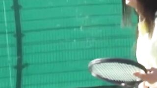 Watcher films pair of tennis girls changing post court fun