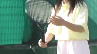 Watcher films pair of tennis girls changing post court fun