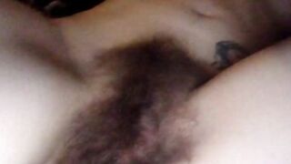 Hairy Amateur Couple's Creampie Webcam Show