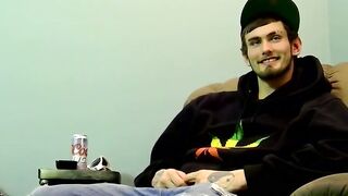 JoeSchmoeXXX.com - Young man goes naked and strokes his dick before cumming forcefull