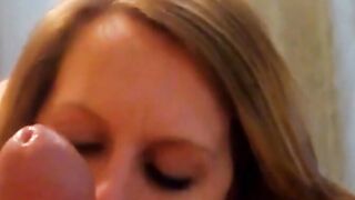 Amateur Blonde MILF Gives a Blowjob