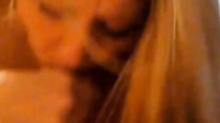 Amateur Blonde MILF Gives a Blowjob