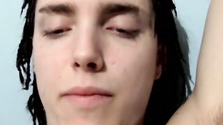 Blinx strokes his cock furiously before blasting cum
