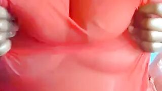 Big-Tit Black Milf Plays with Dildo on Webcam