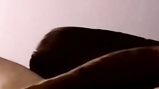 Skinny amateur strokes lubed dick till cum geyser