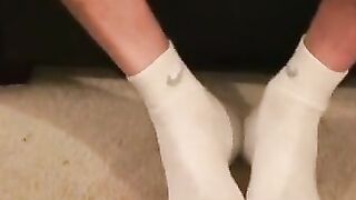 Rough old dude tugs his hard cock after smoking