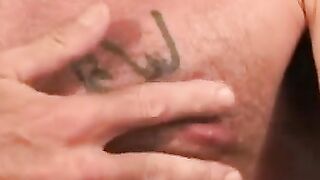 Rough old dude tugs his hard cock after smoking
