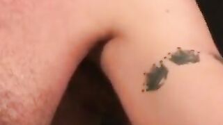 Rough old dude tugs his hard cock after smoking
