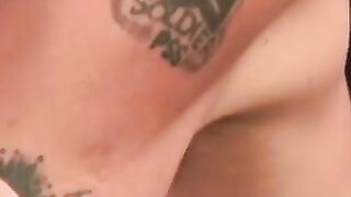 Rough old dude tugs his hard cock after smoking