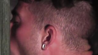 BondageBadBoy.com - Twink captive Luke Stevens enjoys a glory hole playtime