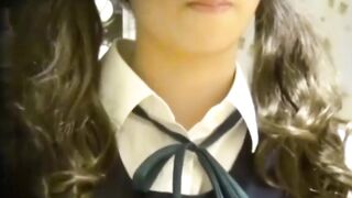 Japanese babe rubs her slit wildly on kitchen seat edge