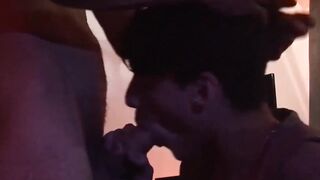Smooth twink blows fat daddy dick then takes it raw