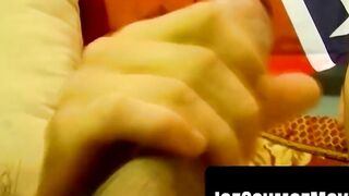 Ginger amateur fingers hole while jerking small dick