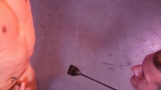 Ricky Sinz screams as boots and riding crop punish his ass