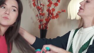 Aislin and Haily Sanders finger and lick in lesbian pairing