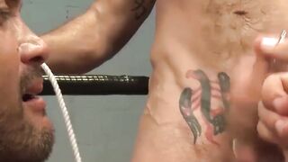 DaddyBondageBoy.com - Big guy Jessie wanks off gym bro's massive cock