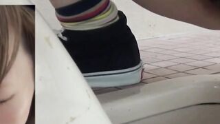 Voyeur follows a businesswoman and records them pissing
