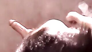 Youngster watches old gay suck his dick till last drop