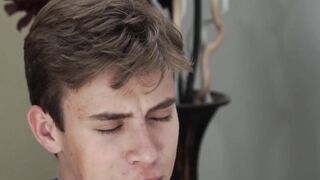 Inked hunk destroys young jock after sloppy rimjob