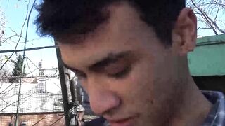 Nicolas and Bruno bareback after jerking their cocks