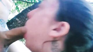 Tattooed Babe Deepthroats a Big Cock
