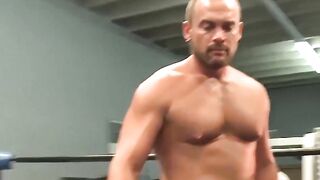 DaddyBondageBoy.com - Naked Colin wears shock collar during push ups