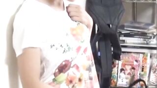 Lone Japanese vixen filmed probing her snug slit for pleasure