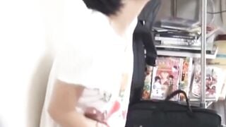 Lone Japanese vixen filmed probing her snug slit for pleasure