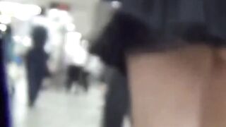 Asian ladies tailed by a voyeur until they piss in the toilet